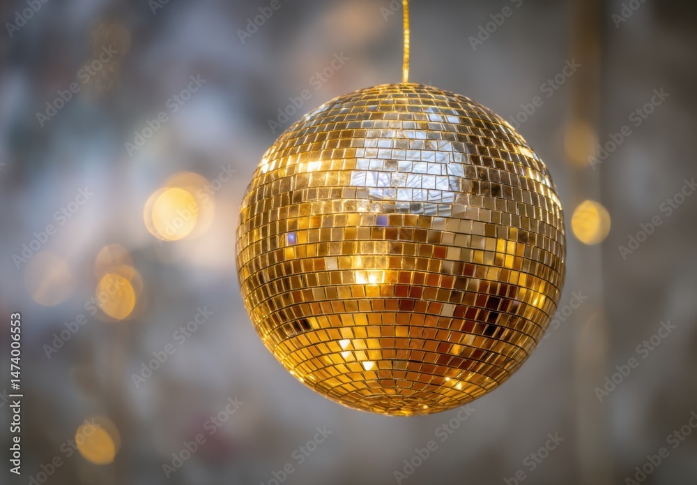 Obraz premium Golden disco ball party decoration background