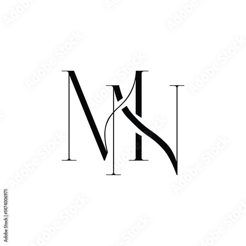 MN monogram logo design letter text name symbol monochrome logotype alphabet character simple logo