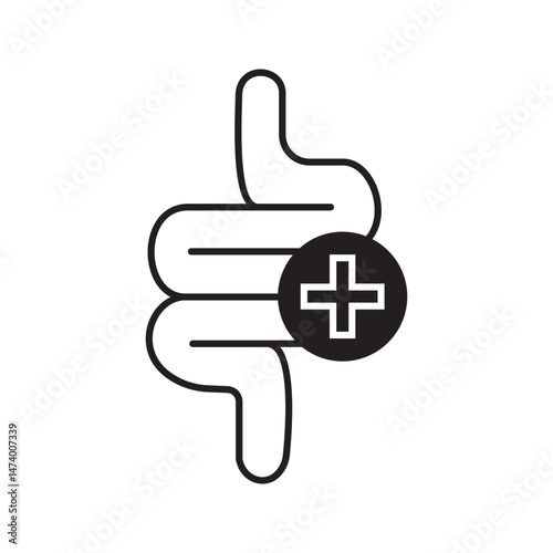 Intestine icon. Bowel symbol. Human anatomy, guts or intestinal tract vector illustration.