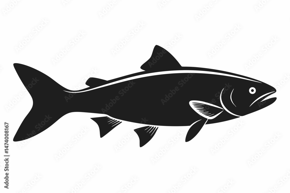 Obraz premium trout sihouette black vector