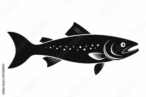 trout sihouette black vector