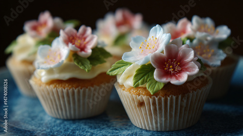 Cupcakes deck with beautiful sugar flowers, perfective for a cherubic and tasty occasion.