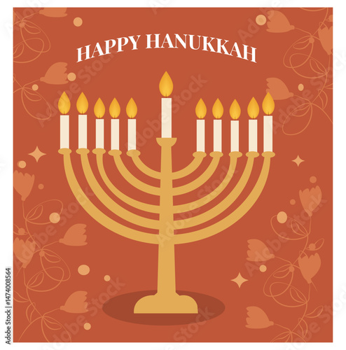 Happy Hanukkah Vector Illustration Set - Menorah, Dreidel & Gifts Graphics Pack-04