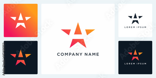 Star logo with negative letter A