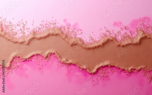 Glittery Pink and Gold Paint Swirl on Canvas