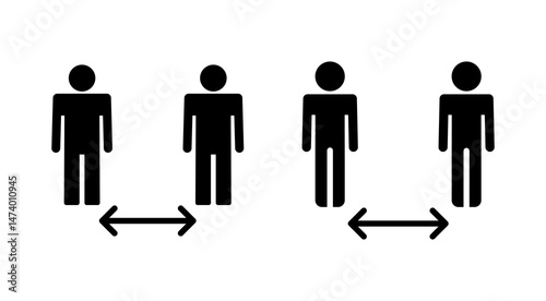 Social distance icon vector. social distancing sign and symbol. self quarantine sign