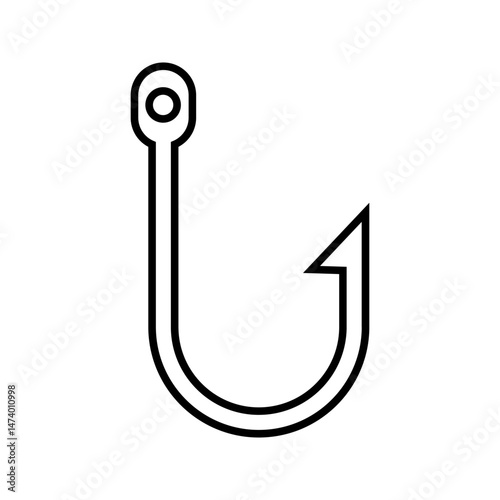 Fishing hook vector icon isolated on white background Fishing hook icon, silhouette,