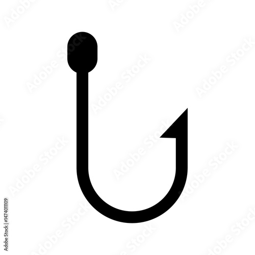 Fishing hook vector icon isolated on white background Fishing hook icon, silhouette,