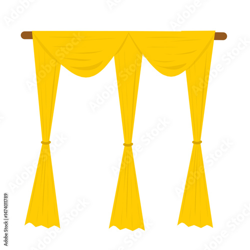 Illustration of elegant yellow window curtains 