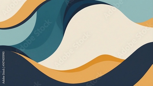 A digital abstract art piece featuring a layered wave design.