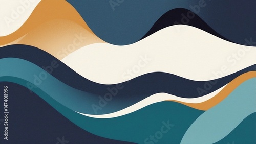 A digital abstract art piece featuring a layered wave design.