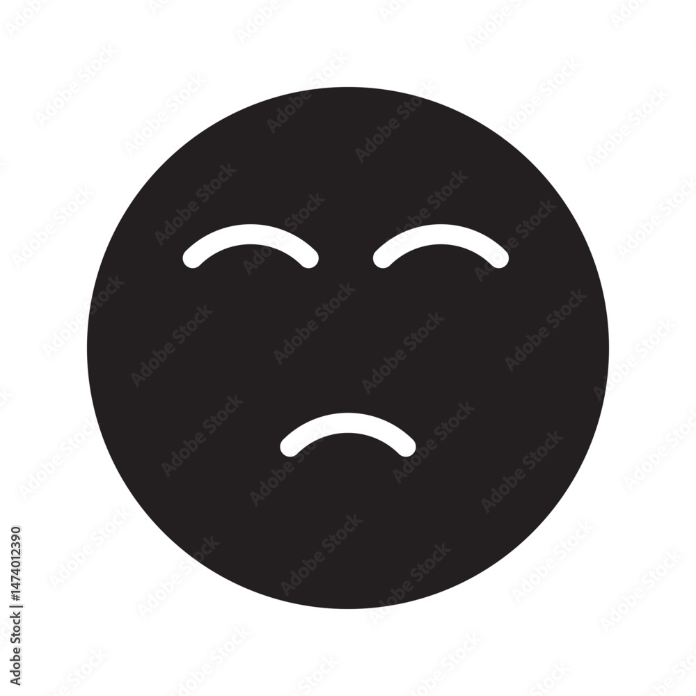 Containing sad, simple sad icon black line white background