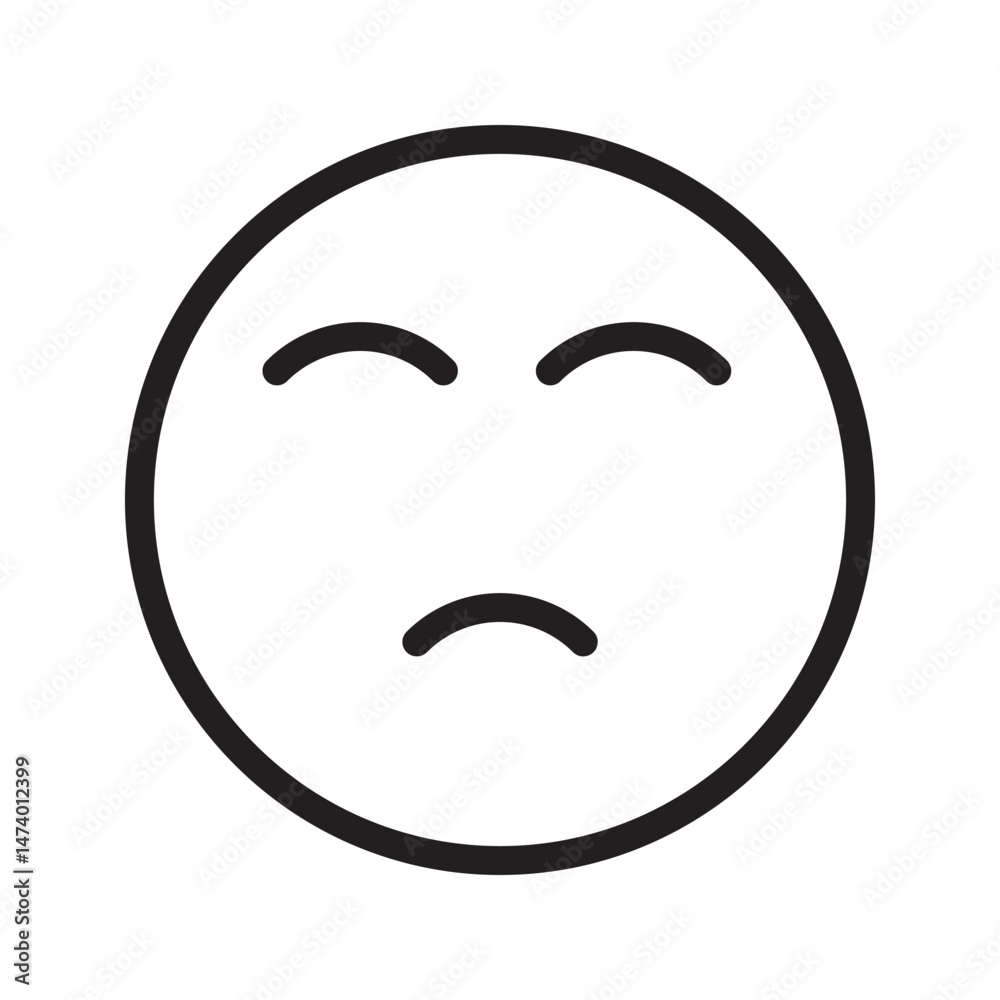 Containing sad, simple sad icon black line white background Containing sad, simple sad icon black line white background