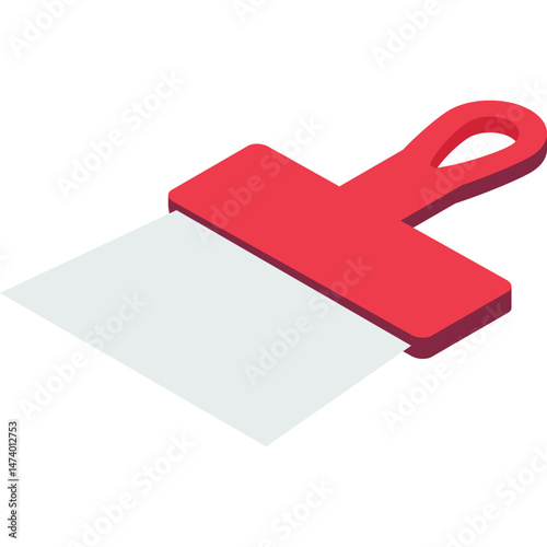 Scraper icon. Metal shovel with plastic handle isolated vector on white background. Plasterer tool equipment