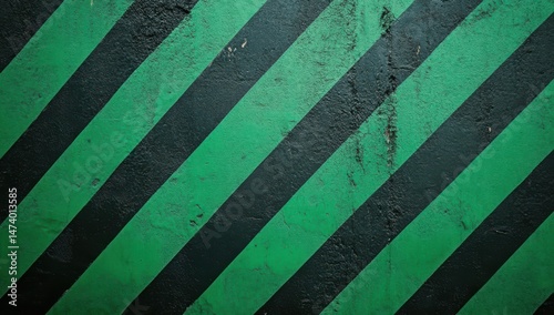 Textured surface with diagonal green and black stripes.  Rough, aged paint