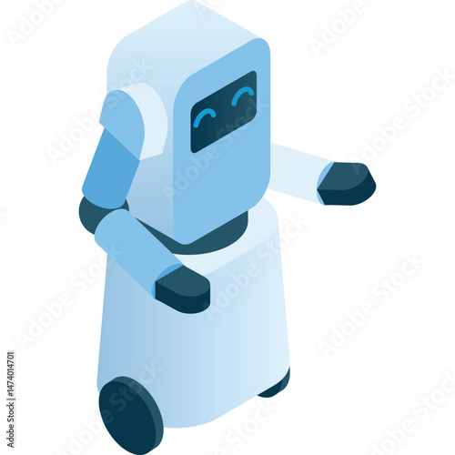 Robot and artificial intelligence bot character 3d vector icon