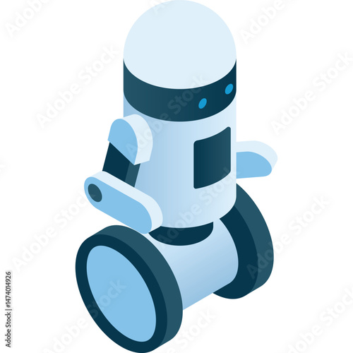 Robot and ai machine isometric character icon vector isolated on white background
