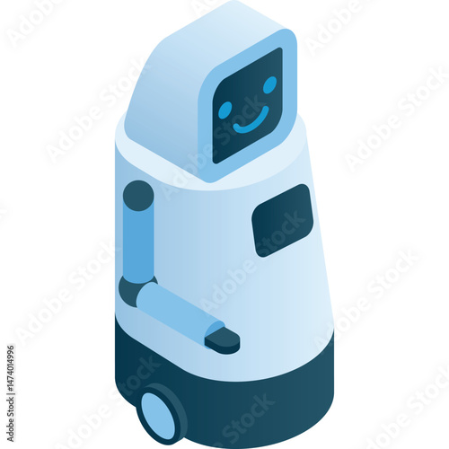 Digital robot hi-tech character vector icon isolated on white background