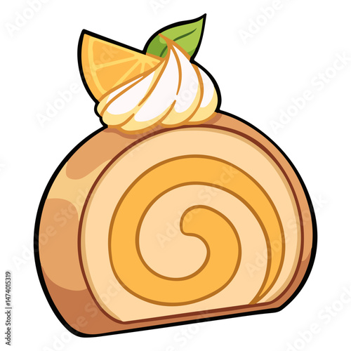 citrus swiss roll cake illustration