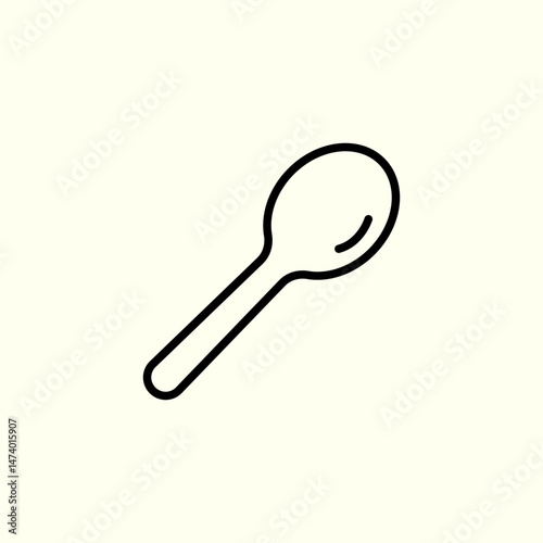 Spoon icon. Shiny clean spoon. Silverware. Cooking and washing dishes. Eating out. Vector.