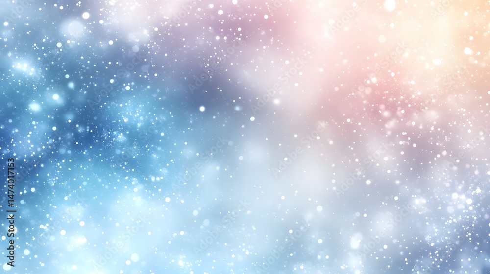 Fototapeta premium Abstract winter scene with soft color transitions and glowing particles.
