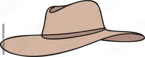 Simple Tan Cowboy Hat Illustration with Dark Brown Band