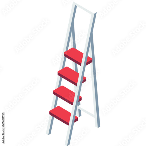 Step ladder icon vector isolated on white background. Stepladder for construction work, home repair, renovation and improvement