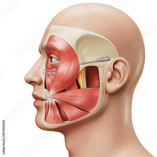 Human Head Anatomy Illustration Facial Muscles Side View