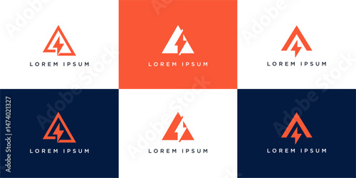 Set of flash letter A logo