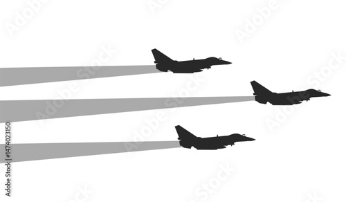 An illustration of jet fighter military aircraft silhouette