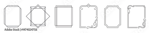 Elegant Minimalist Frames. Stylish Frame Collection for Decoration. Classic Thin Line Frames, decorative Elements for Design..eps