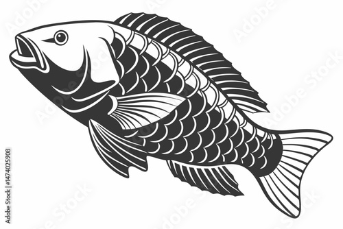 parrotfish sihouette black vector