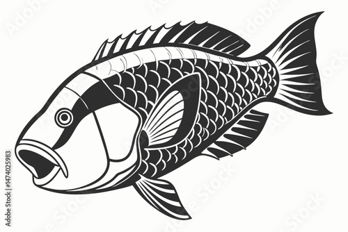 parrotfish sihouette black vector