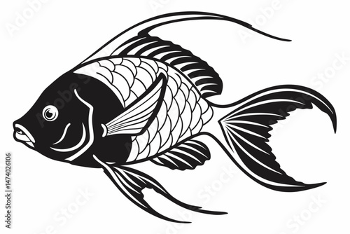 parrotfish sihouette black vector