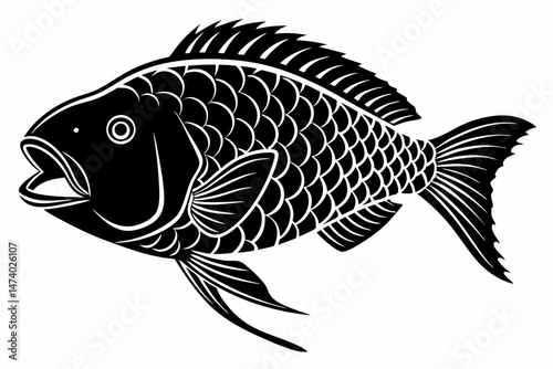 parrotfish sihouette black vector