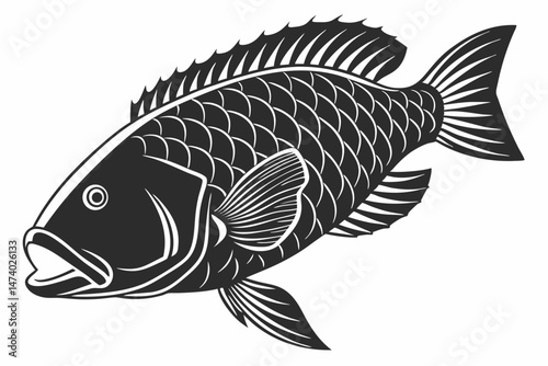 parrotfish sihouette black vector