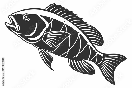parrotfish sihouette black vector