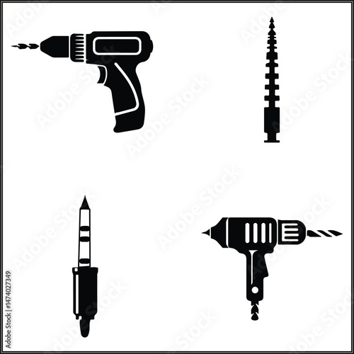 Drill Silhouette Clipart Set