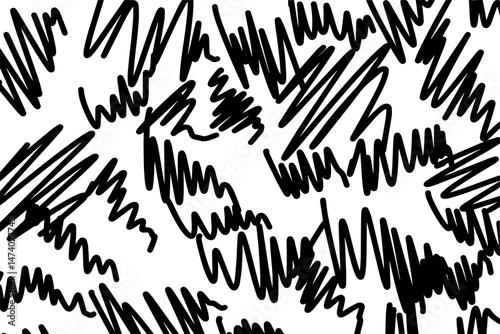 Hand-drawn line textures. Scribbles, horizontal and wavy strokes. Different types of hatching