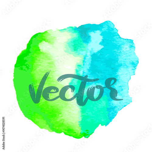 Blue and Green Hand Drawn Watercolor Drops Vector Illustration