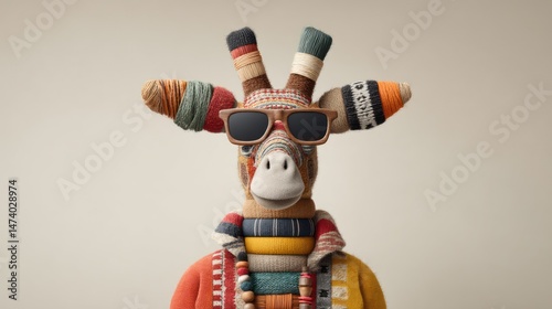 Giraffe with colorful accessories