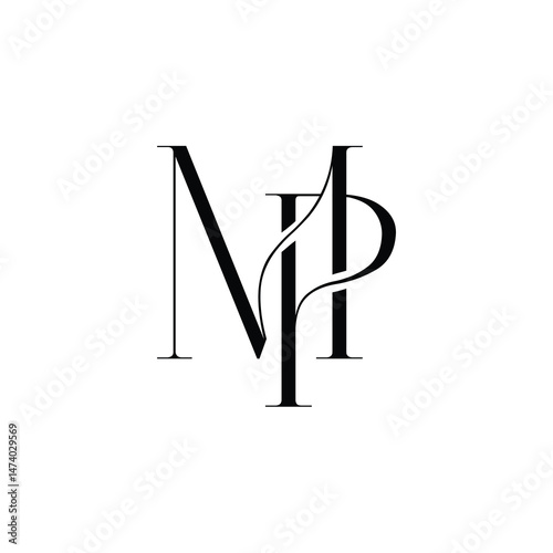 MP monogram logo design letter text name symbol monochrome logotype alphabet character simple logo