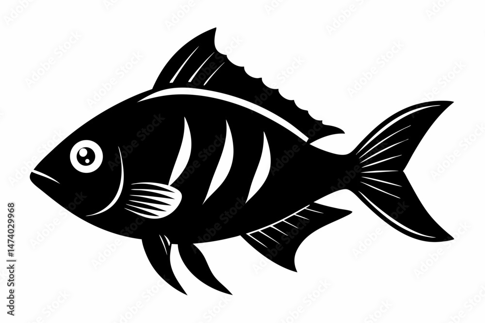 Fototapeta premium damselfish sihouette black vector