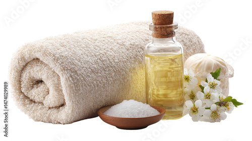 Spa essentials for relaxation and wellness. transparent background