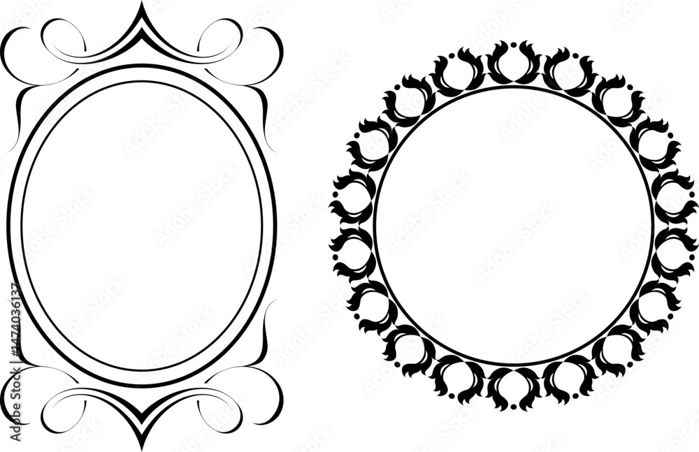 vector frames black on a white background, vintage