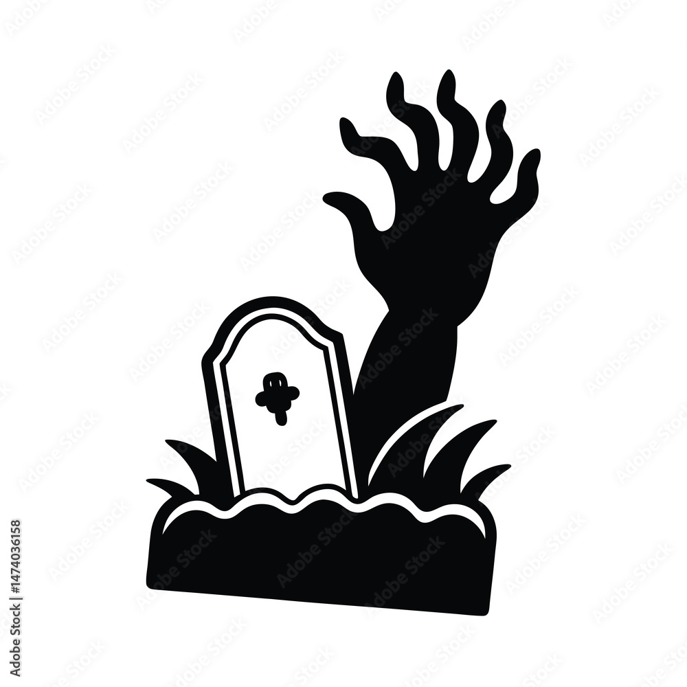 Obraz premium zombie hand rising from the grave vector