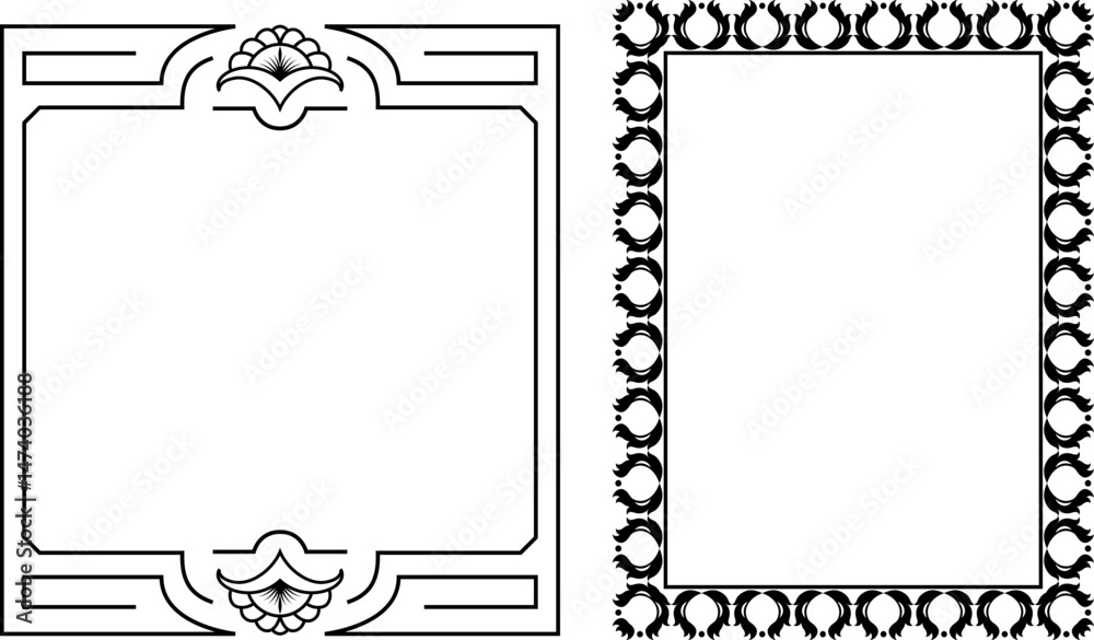 vector frames black on a white background, vintage