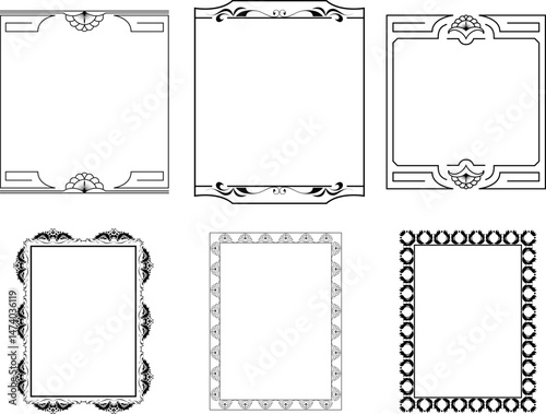 Obraz na płótnie vector frames black on a white background, vintage w salonie