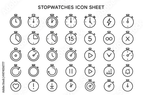 Precise Timers: Detailed and graphic depiction of stopwatches, offering a clear visual representation of timekeeping instruments, highlighting design and precision.