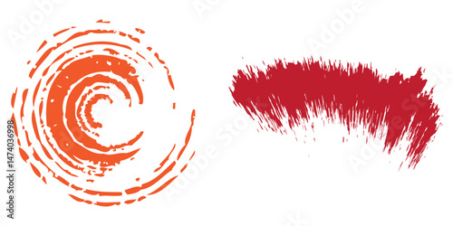Orange yellow brush stroke isolated on white background. Orange abstract stroke.